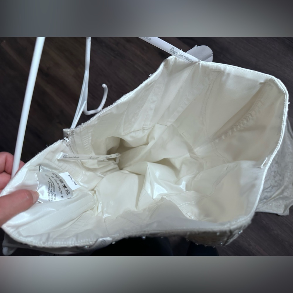 Strapless sequin ivory wedding dress NWT train tail mermaid style size 8 - Picture 13 of 17